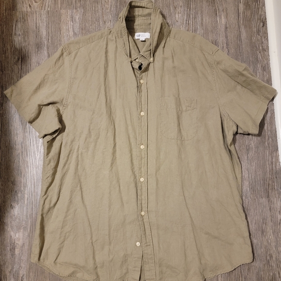 GAP Men's Made with Linen Short Sleeve Shirt XL - Picture 2 of 4